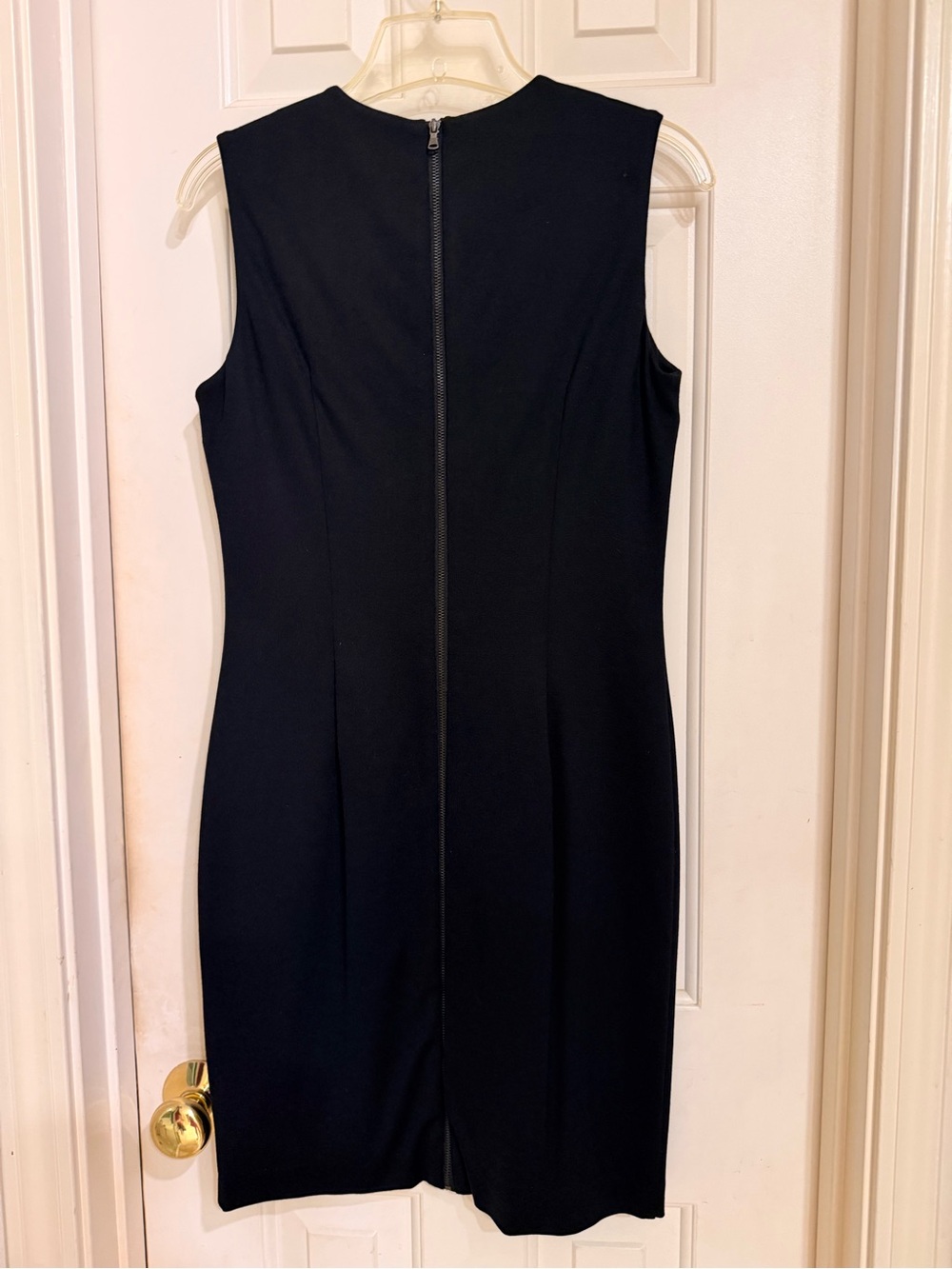 Cynthia Steffe Black Leather Panel w/ Heavy Knit Sheath Dress, Lined, Sz 6 - Picture 8 of 13